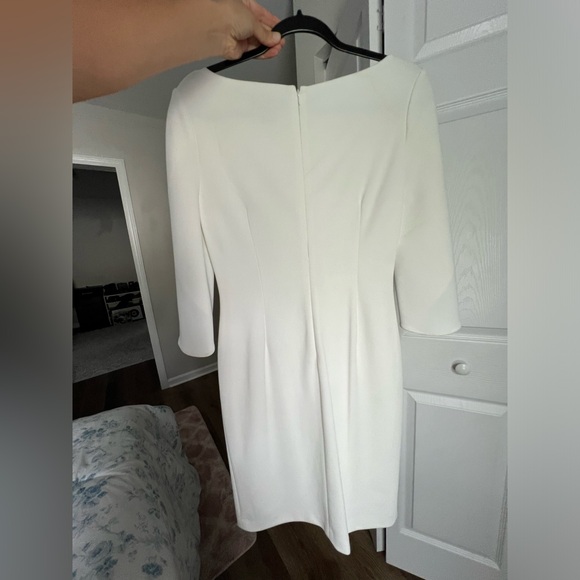 DKNY Flowy Mid Sleeve White Cocktail Event Dress - Picture 2 of 9